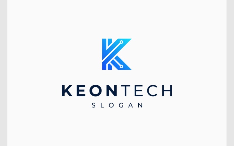 K harfi devre teknolojisi elektronik logosu