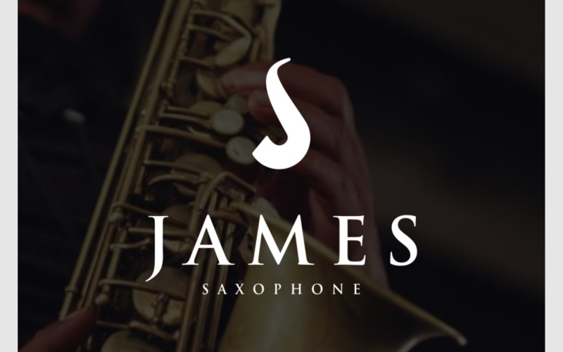 Letra J Saxofone Música Logotipo Simples