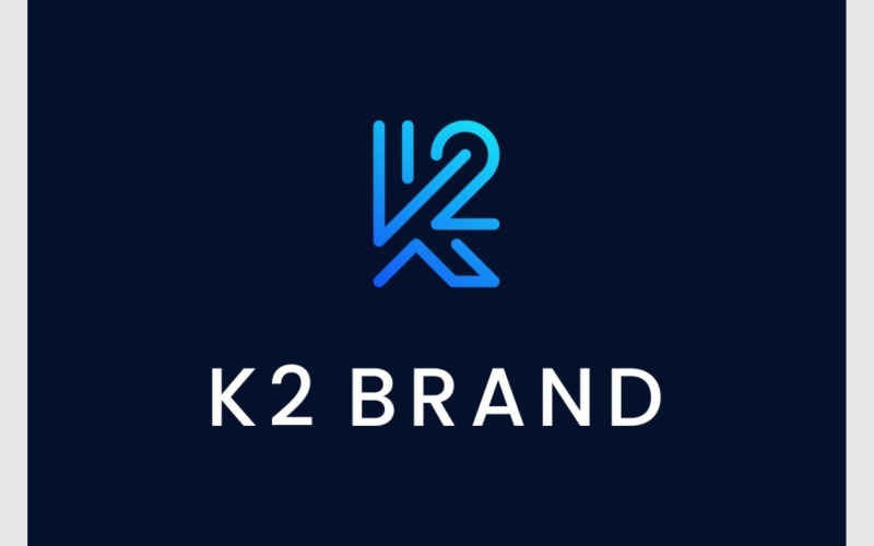 Letra K2 2K Iniciales Logotipo simple