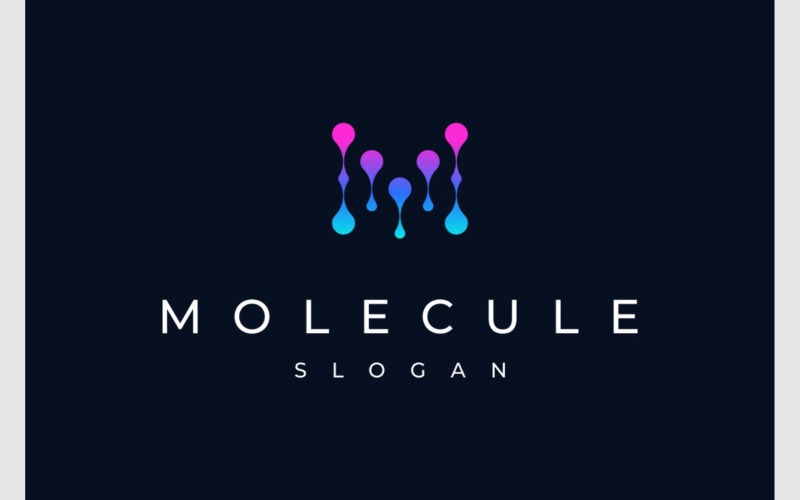 Letter M molecuul Connect technologie-logo