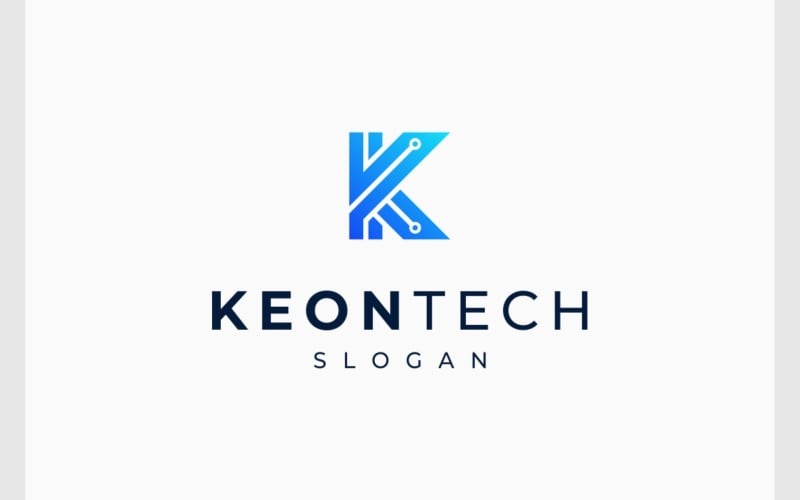 Літера K ланцюга технології електронний логотип