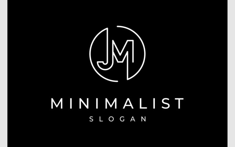 Logotipo minimalista del círculo del monograma de la letra JM