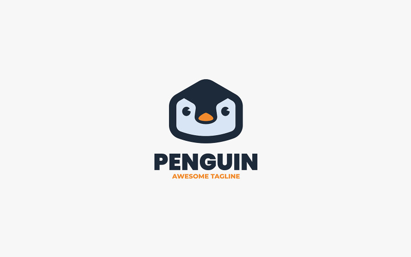 Modello di logo della linea artistica del pinguino