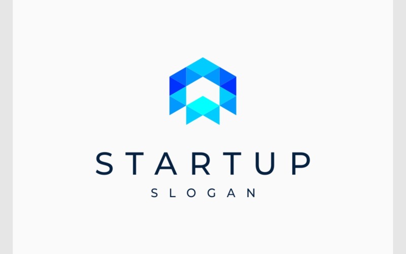 Opstarten Mozaïek Pixel Driehoek Kleurrijk Logo
