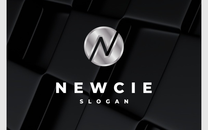 Lettre N Cercle Argent Métallisé Logo