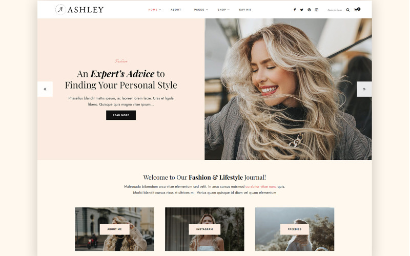 Ashley – Személyes életmód WordPress blogtéma