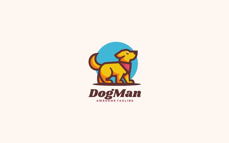 Dog Man enkel maskot logotyp