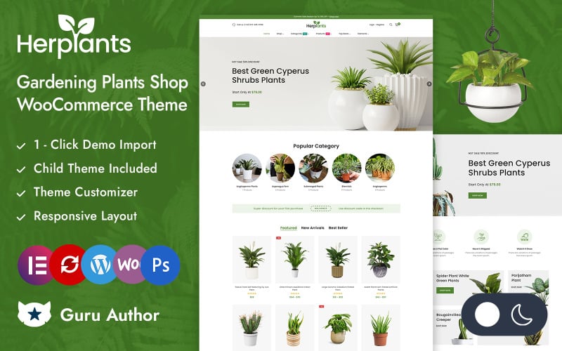 Herplant – розплідник і магазин рослин, адаптивна тема Elementor WooCommerce