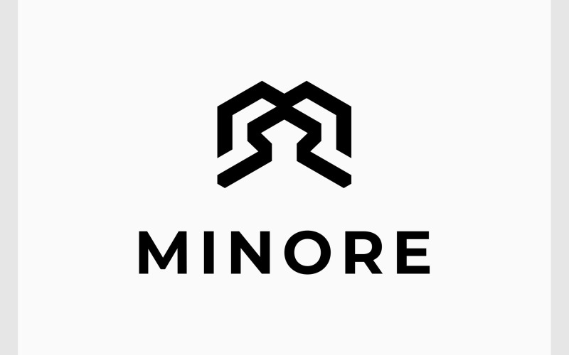 Letter M Modern Geometric Monogram Logo