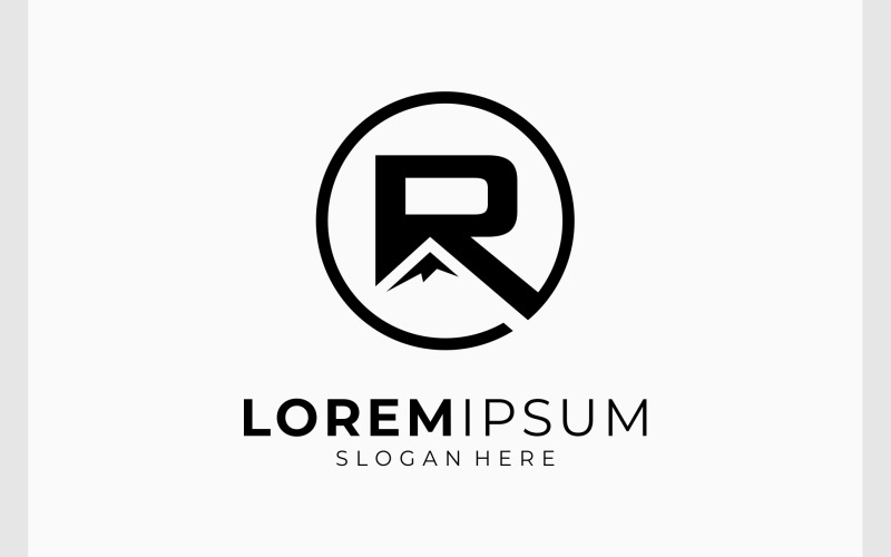Letter R Mountain Circle Logo