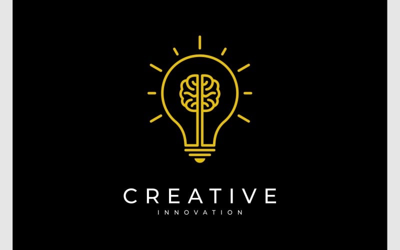 Logo d'idée créative de cerveau d'ampoule