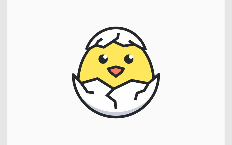 Logo de dessin animé d'oeuf d'éclosion de poussin