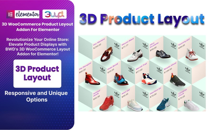 Elementor için 3D WooCommerce Ürün Düzeni WordPress Eklentisi