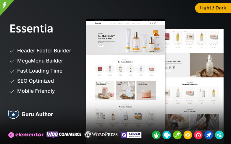 Essentia - Kosmetisk och parfym WooCommerce Fashion Elementor Theme