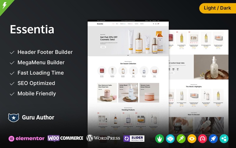 Essentia - Kozmetik ve Parfüm WooCommerce Moda Elementor Teması
