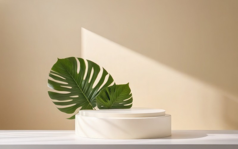 Podium en plastique de qualité supérieure, fond crème délicat, faiblement poli, pour la présentation du produit