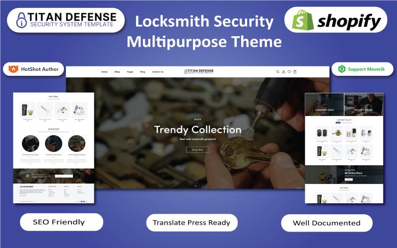 Titan Defense - 锁匠和安全系统产品 Shopify 主题