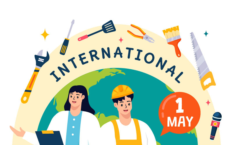 12 Ilustración del Día Internacional del Trabajo