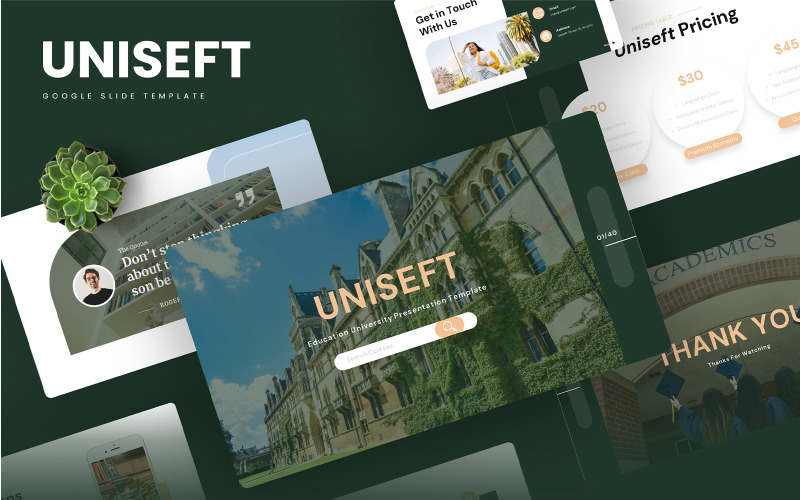 Uniseft – Шаблон освітнього університету Google Slides