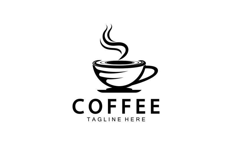 Логотип коллекции значков плоской кофейни, версия 17