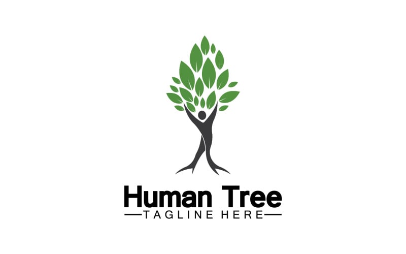 Concept d'arbre humain amour sauver logo vert version 9