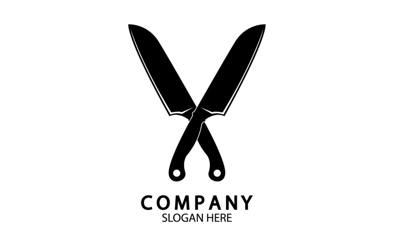 Kökskniv symbol mall logotyp vektor version 34