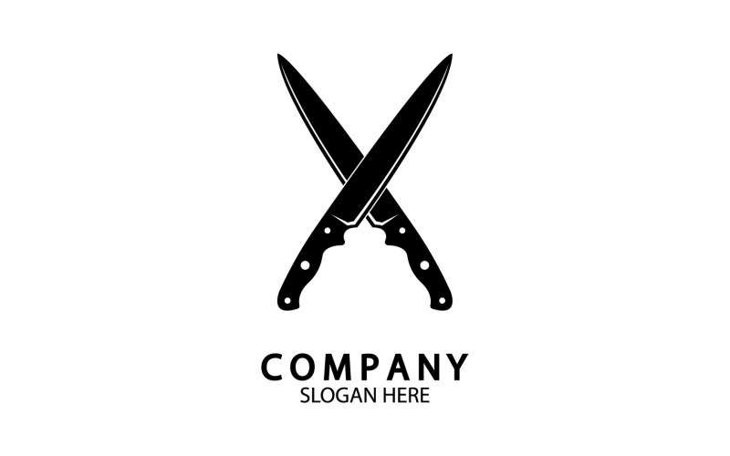 Kökskniv symbol mall logotyp vektor version 38