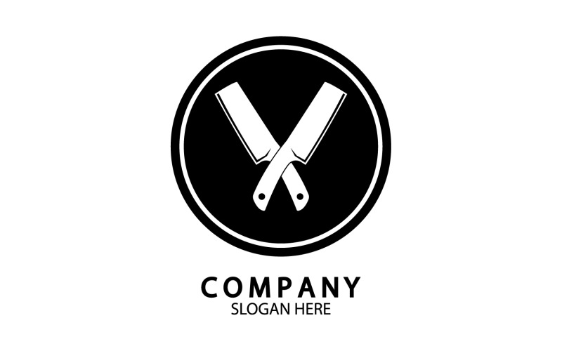 Kökskniv symbol mall logotyp vektor version 42