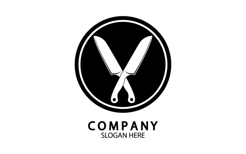 Kökskniv symbol mall logotyp vektor version 58