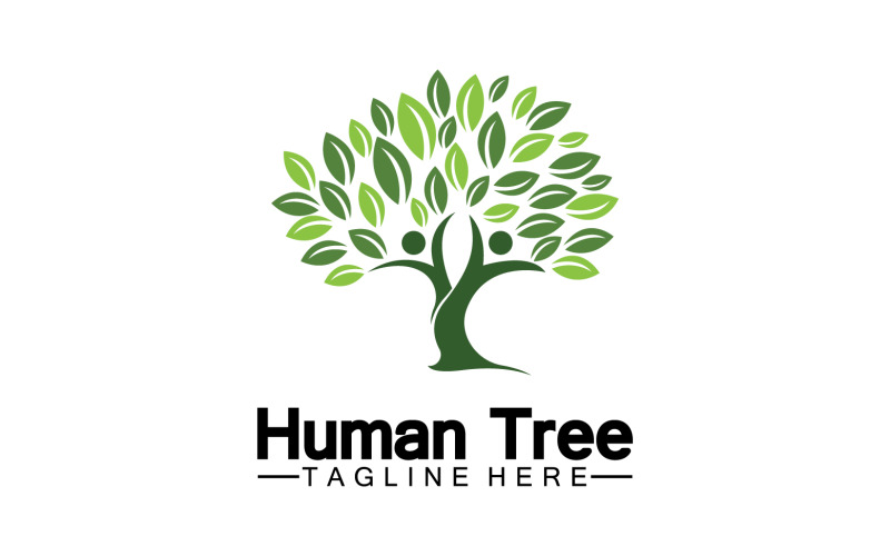 Концепция человеческого дерева любовь сохраняет зеленый логотип версия 19