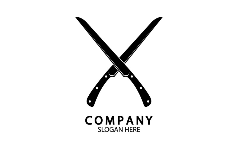 Plantilla de símbolo de cuchillo de cocina logo vector versión 26