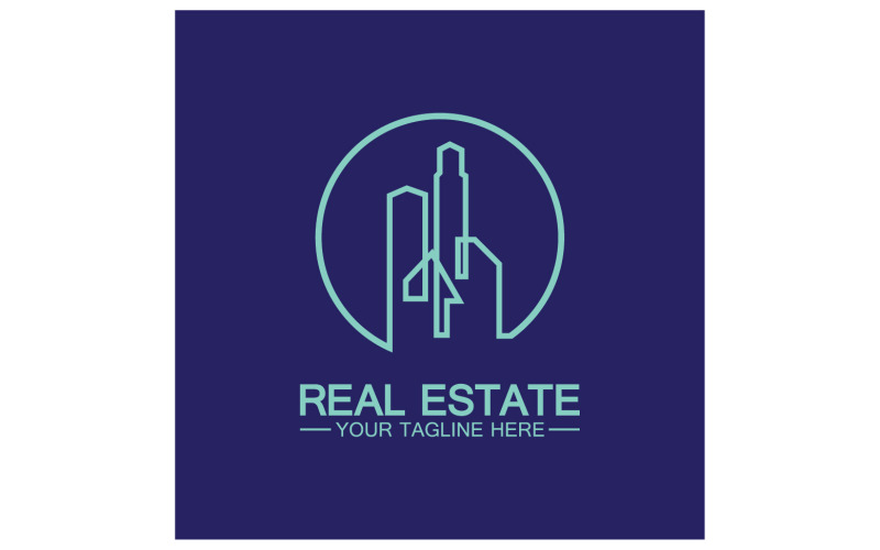 Modèle de logo de tour de bâtiment immobilier version 6