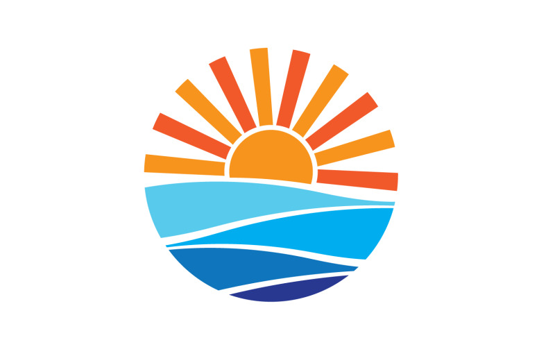 Sun and wave ocean logotyp mall version 13