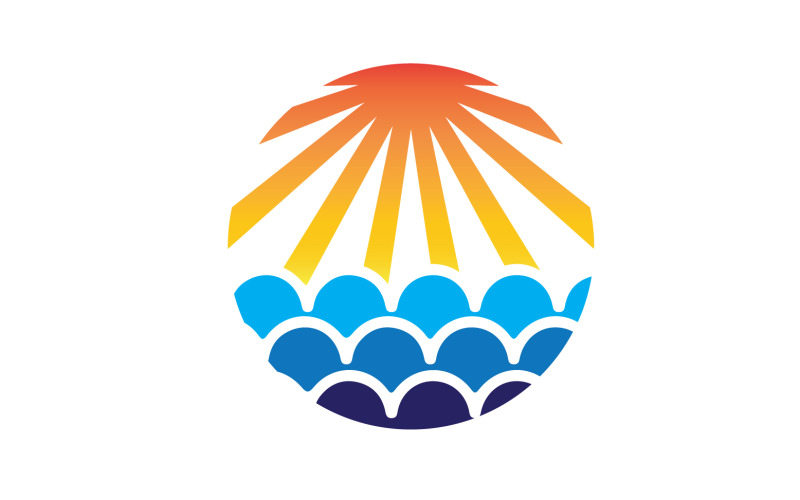 Sun and wave ocean logotyp mall version 1