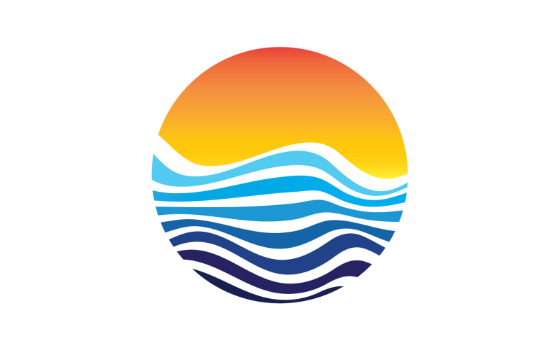Sun and wave ocean logotyp mall version 24