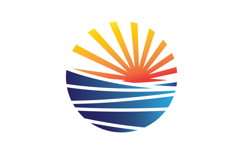 Sun and wave ocean logotyp mall version 7