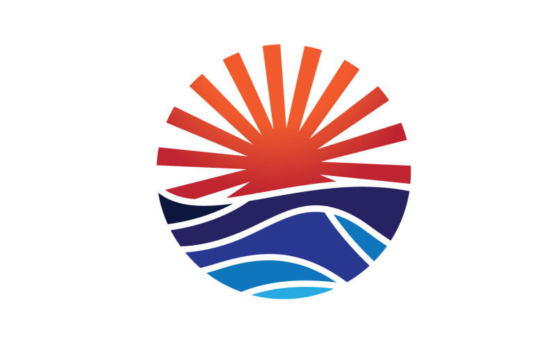 太阳和波浪海洋标志模板版本 18