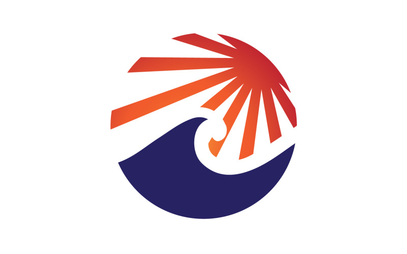 太阳和波浪海洋标志模板版本 9