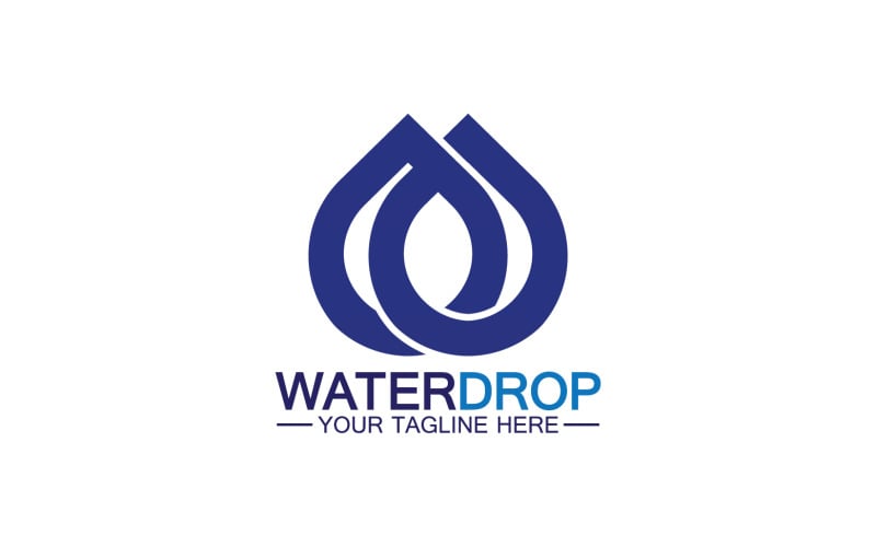Водяна крапля, блакитна природа, шаблон логотипу прісної води, версія 27