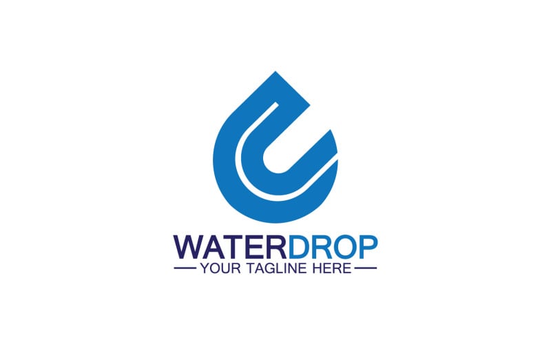 Waterdrop blauwe natuur zoetwater logo sjabloon versie 38