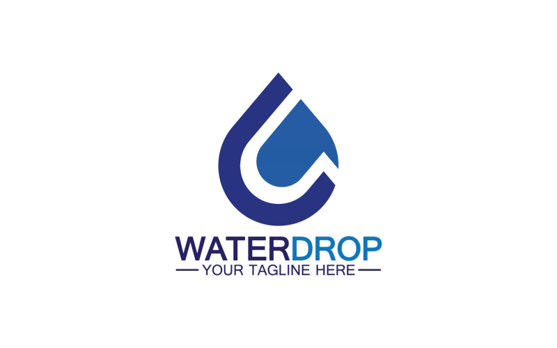 Waterdrop blue nature fresh water logo template version 32
