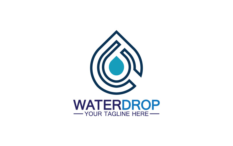 Waterdrop blue nature fresh water logo template version 37