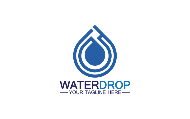 Waterdrop blue nature fresh water logo template version 48