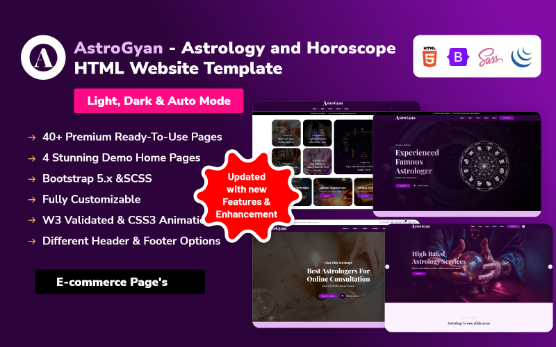 AstroGyan - Modèle de site Web HTML d'astrologie et d'horoscope