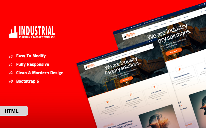 Industrial Bootstrap HTML5 Template 387623 TemplateMonster