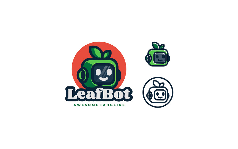 Leaf Robot Mascot Cartoon Logo