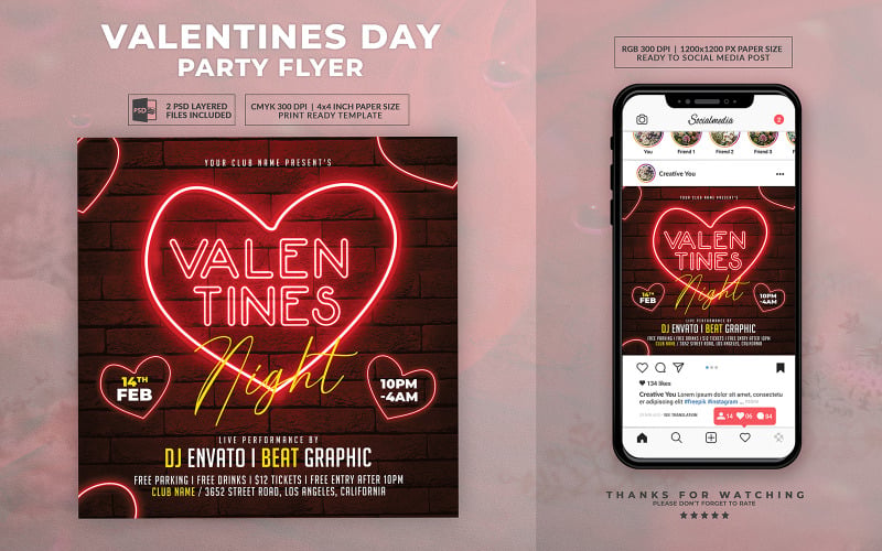 Modèle de flyer pour la Saint-Valentin 2024