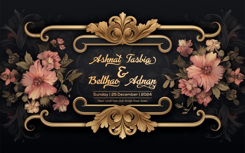 Düğün kartı tasarımı_ kaligrafi metinli düğün kartı_ düğün davetiyesi kartı_ davetiye kartı