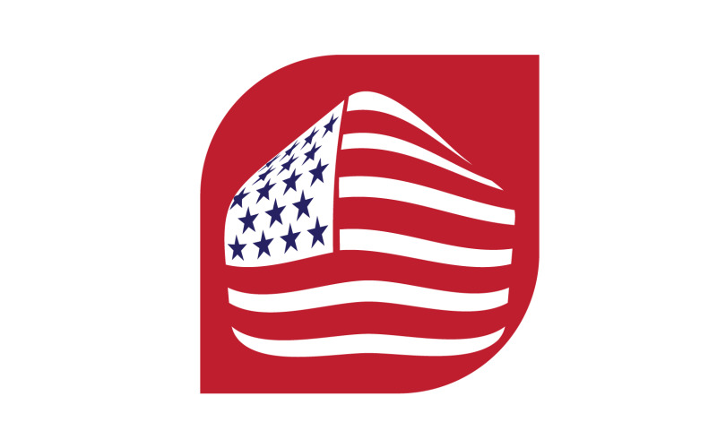 Icono vectorial del logotipo premium de la casa de la bandera americana v15