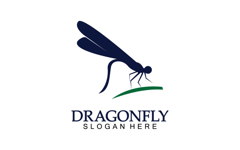 Dragonfly silhouette ikon platt vektor illustration logotyp clipart v6